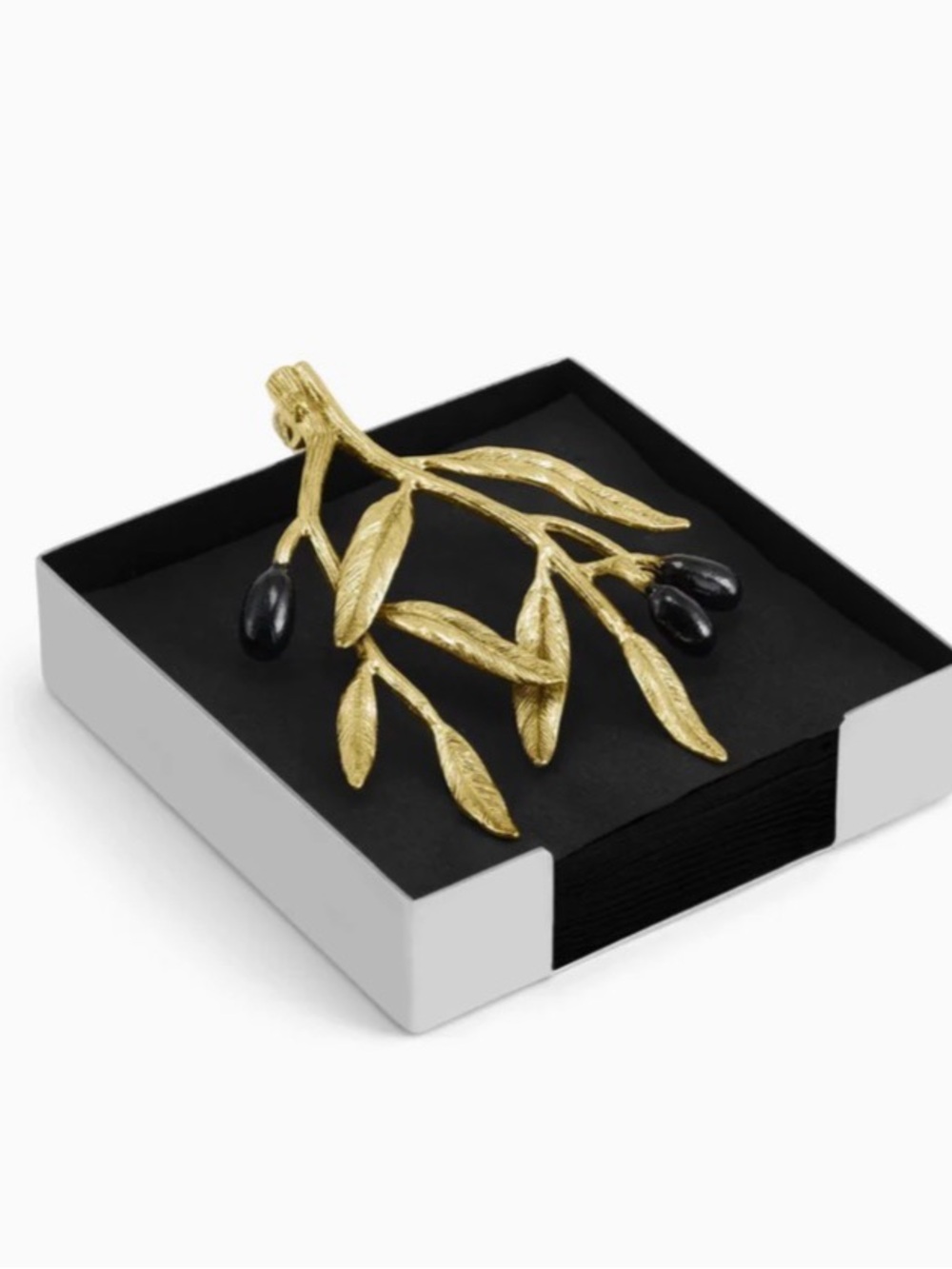 Michael Aram Gold Olive Branch Cocktail Napkin Holder NIB